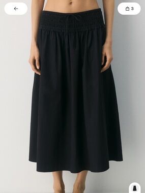 Wilfred Vetiver Poplin Midi Skirt - Black